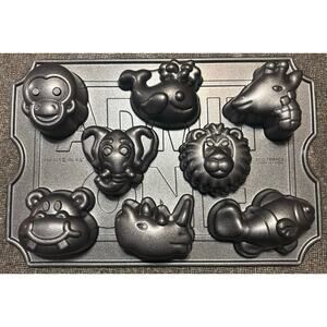 Nordic Ware Zoo Friends Muffin Tin Cake Pan Monkey Elephant Giraffe  3 cups